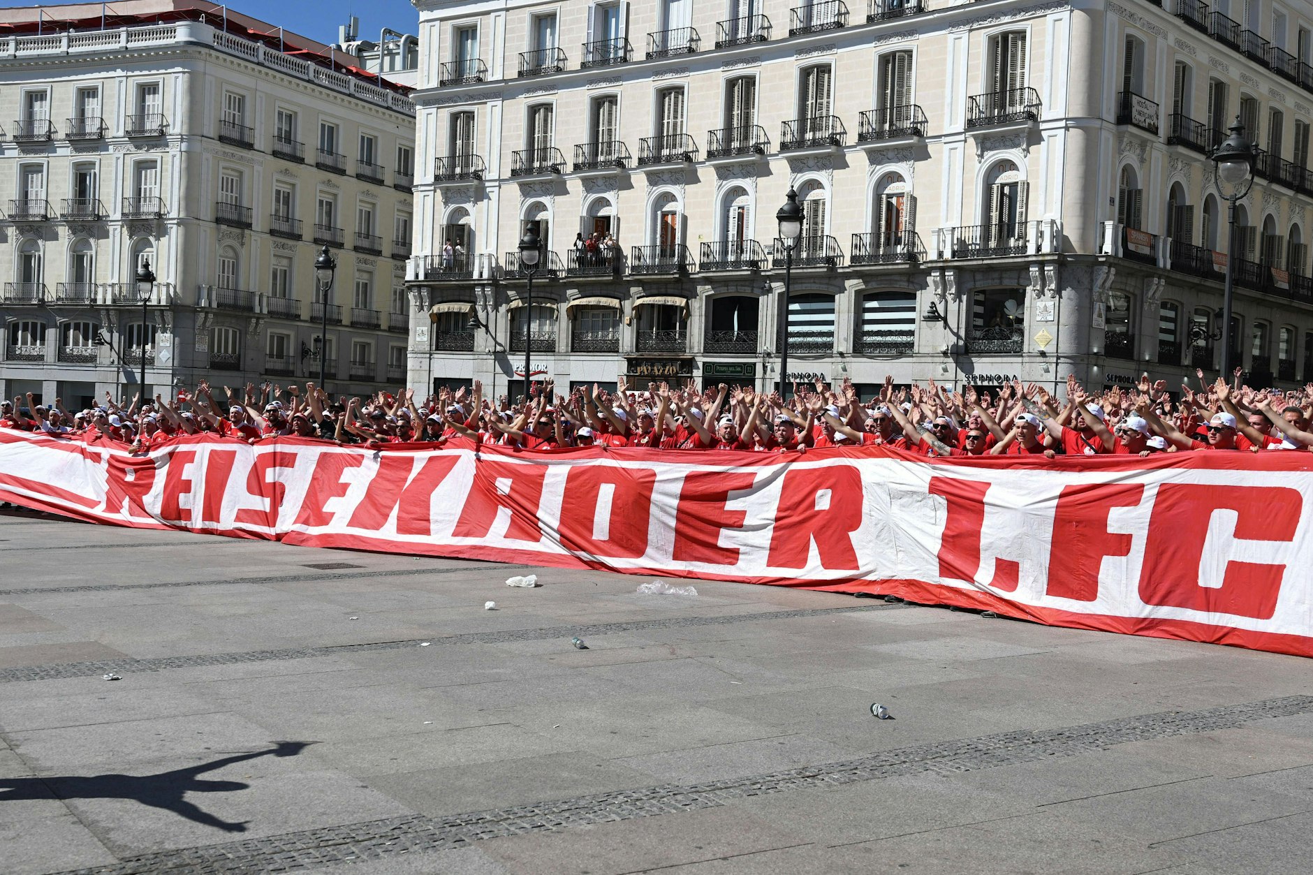 Eiserne Reisefreude: Mehr als 4000 Fans des 1. FC Union waren im September 2023 beim Champions-League-Spiel bei Real Madrid dabei.