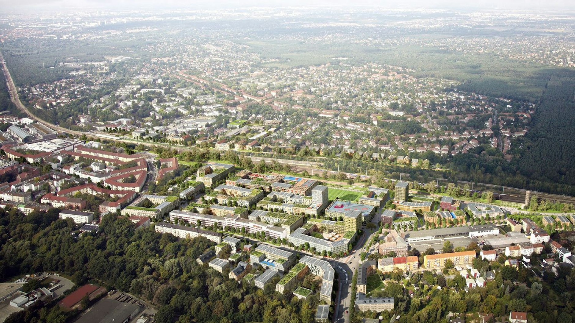 Entlang der Bahngleise zwischen Köpenick und Hirschgarten entsteht das neue Wohngebiet.
