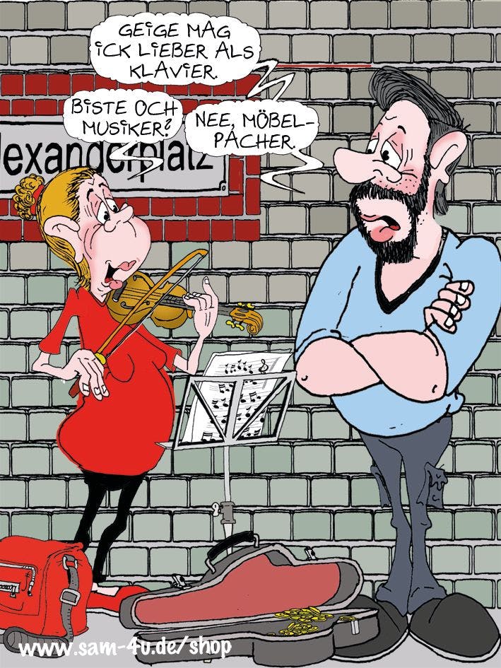 Auch am Dienstag servieren wir Ihnen zum Frühstück unsere Rubrik Witz des Tages - und den täglichen Cartoon von Zeichner Sam Paff aus Berlin.