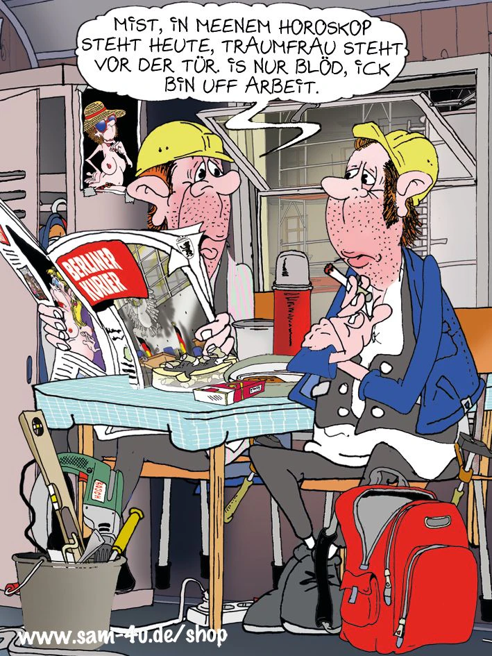 Der Cartoon des Tages kommt auch heute von Zeichner Sam Paff aus Berlin. Er bringt Sie in unserer Rubrik Witz des Tages jeden Tag zum Schmunzeln.