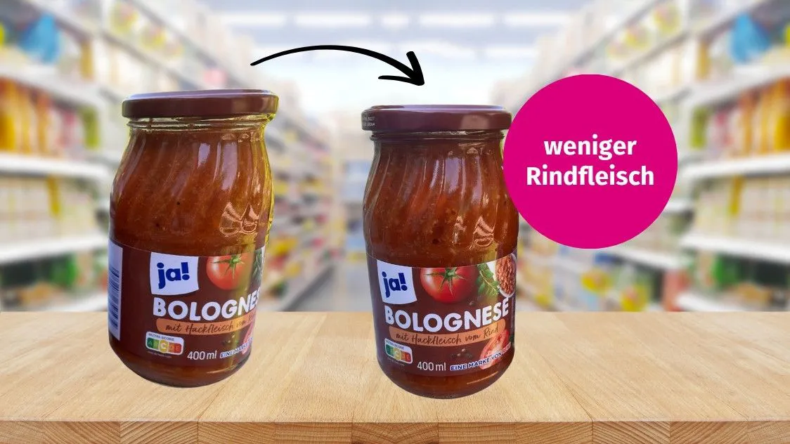 Bei der Bolognese-Sauce von ja! ist der Hackfleischanteil abgesenkt worden.