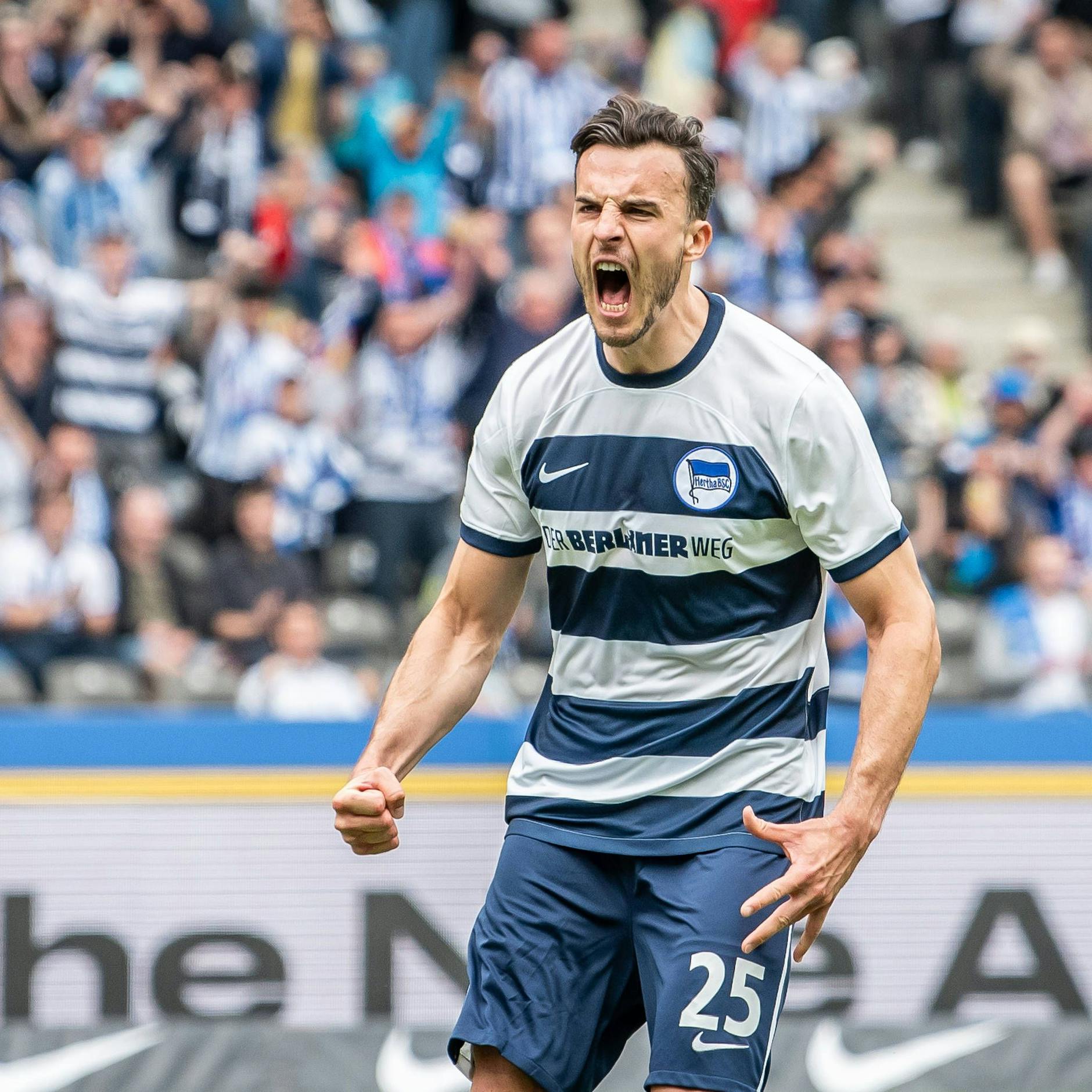 Bei Hertha BSC konnte Haris Tabakovic eine Saison lang seine Torfreude laut herausbrüllen. 22 Treffer macht der Stürmer.