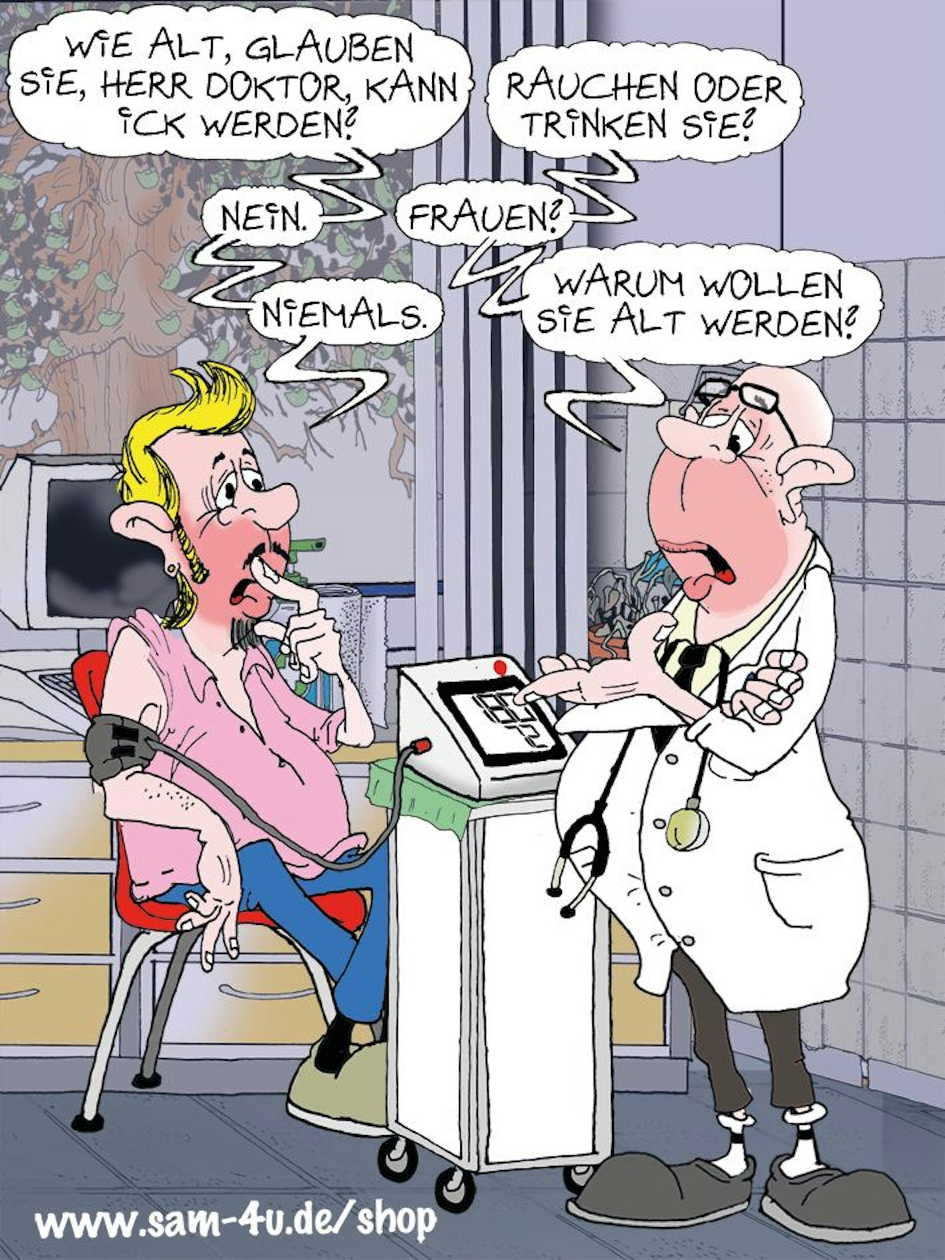 Auch heute gibt es einen lustigen Cartoon von unserem Zeichner Sam Paff aus Berlin - er gehört fest in unsere Rubrik Witz des Tages.