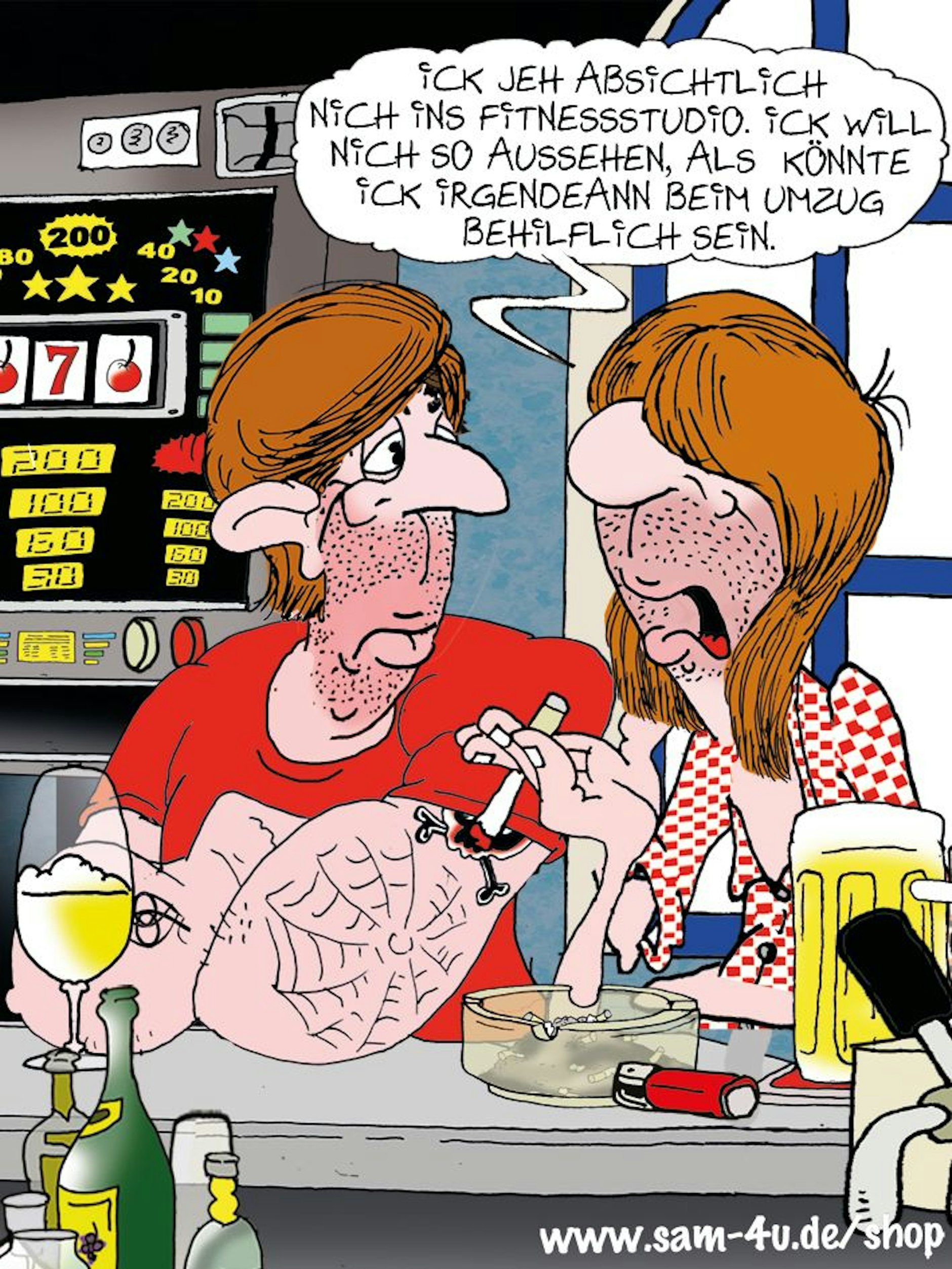 Der Cartoon des Tages kommt auch heute traditionell von unserem Zeichner Sam Paff aus Berlin - er bereichert damit jeden Tag unsere Rubrik Witz des Tages.