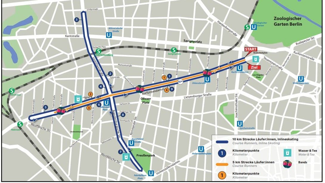 Der Streckenverlauf des Citynight-Run in Berlin.
