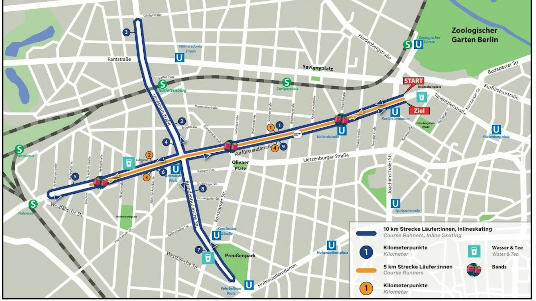 Der Streckenverlauf des Citynight-Run in Berlin.