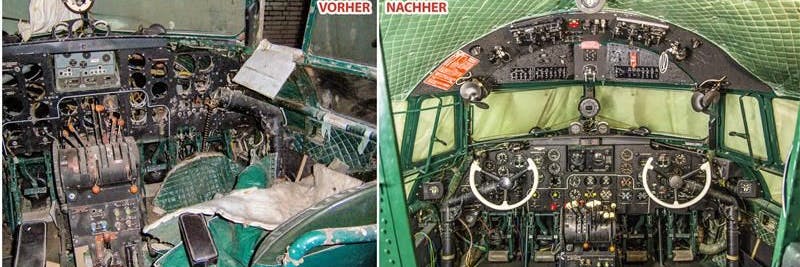 Vorher und Nachher: Das Cockpit der Iljuschin brauchte besnders viel Zuwendung.