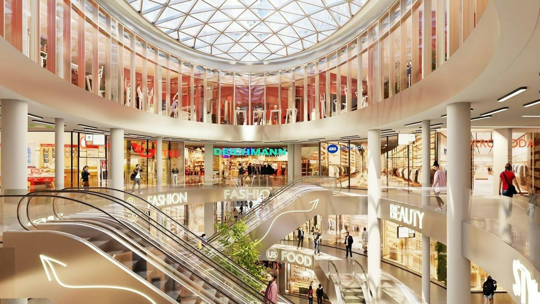 Im Inneren wird das neue Ringcenter hell und freundlich.