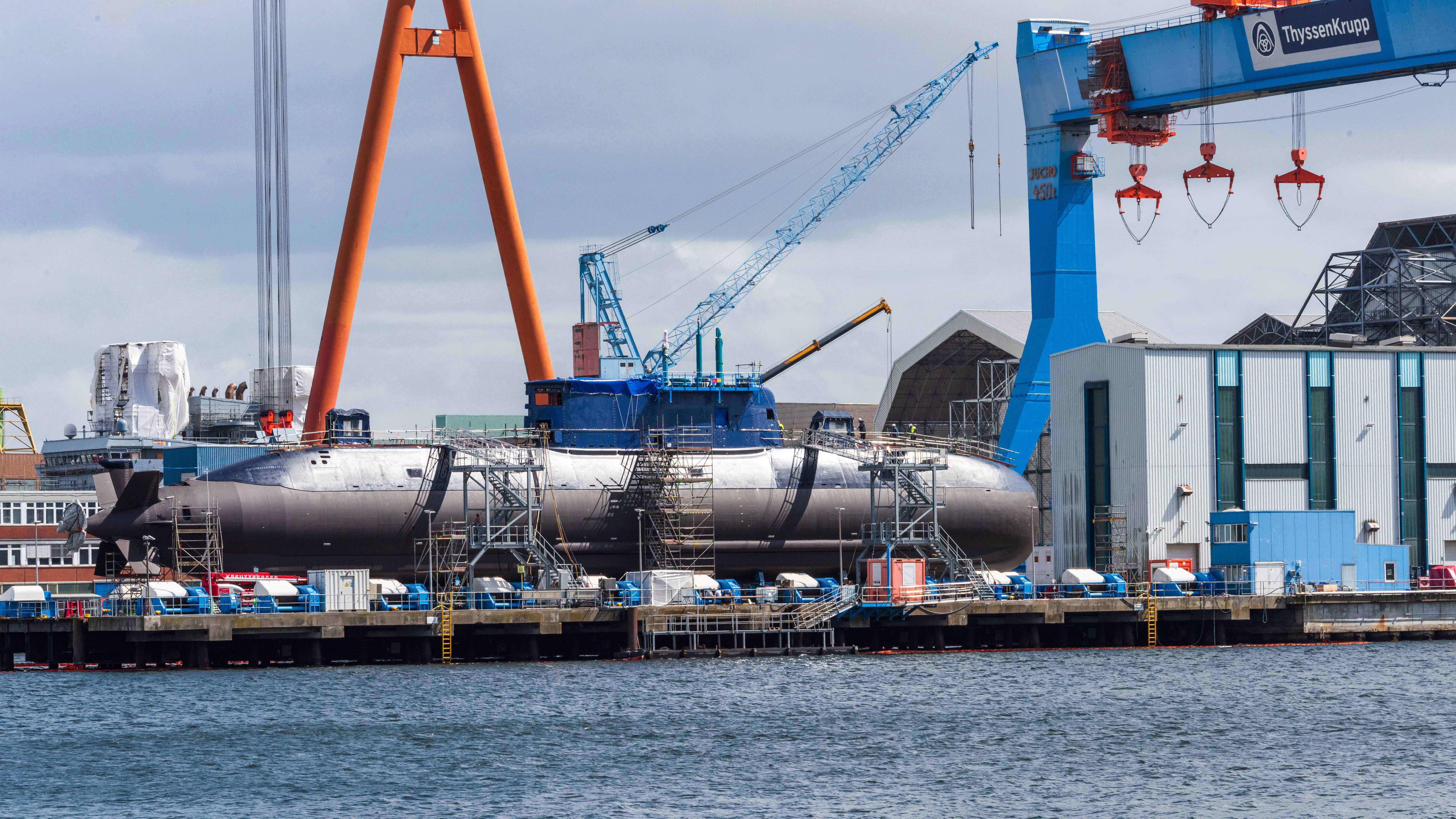 Das U-Boot „Drakon“ in der Kieler Werft der Firma TKMS. Das Foto entstand während der Bauarbeiten vor drei Jahren. Das Unterseeboot war für jedermann sichtbar.