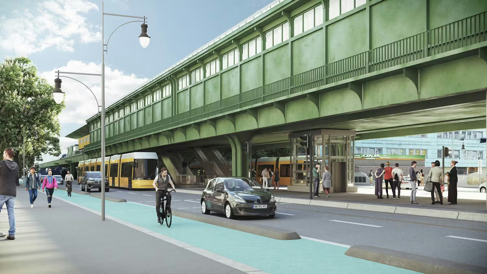 So soll es 2032 auf der Schönhauser Allee mit dem Brückenneubau aussehen.