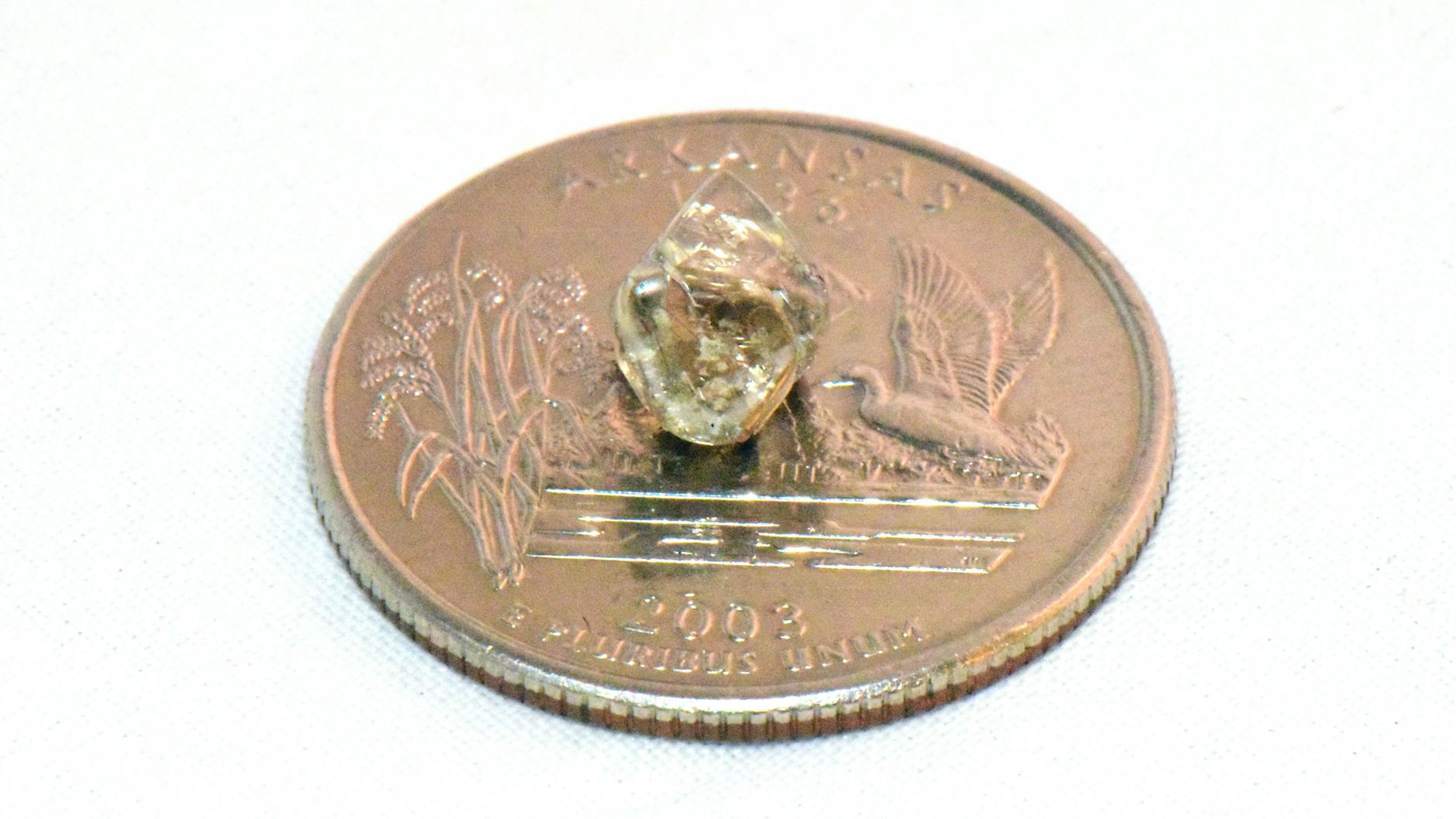 Sieht winzig aus, kann aber bei guter Qualität Tausende Euro wert sein: Diesen Diamanten fand Micherre Fox beim Graben im Crater of Diamonds State Park.