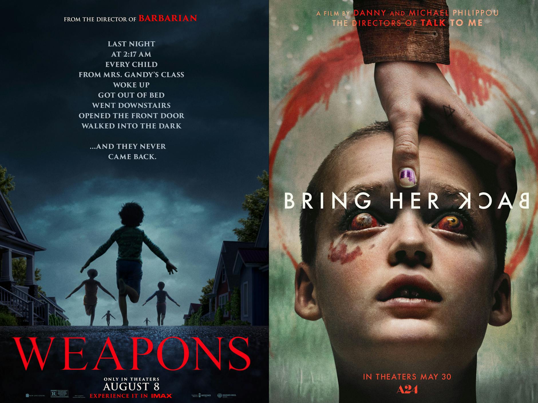 Gleich zwei spektakuläre Horrorfilme bestimmen den Sommer: Weapons kam am 7. August in die Kinos, Bring Her Back zog am 14. August nach.