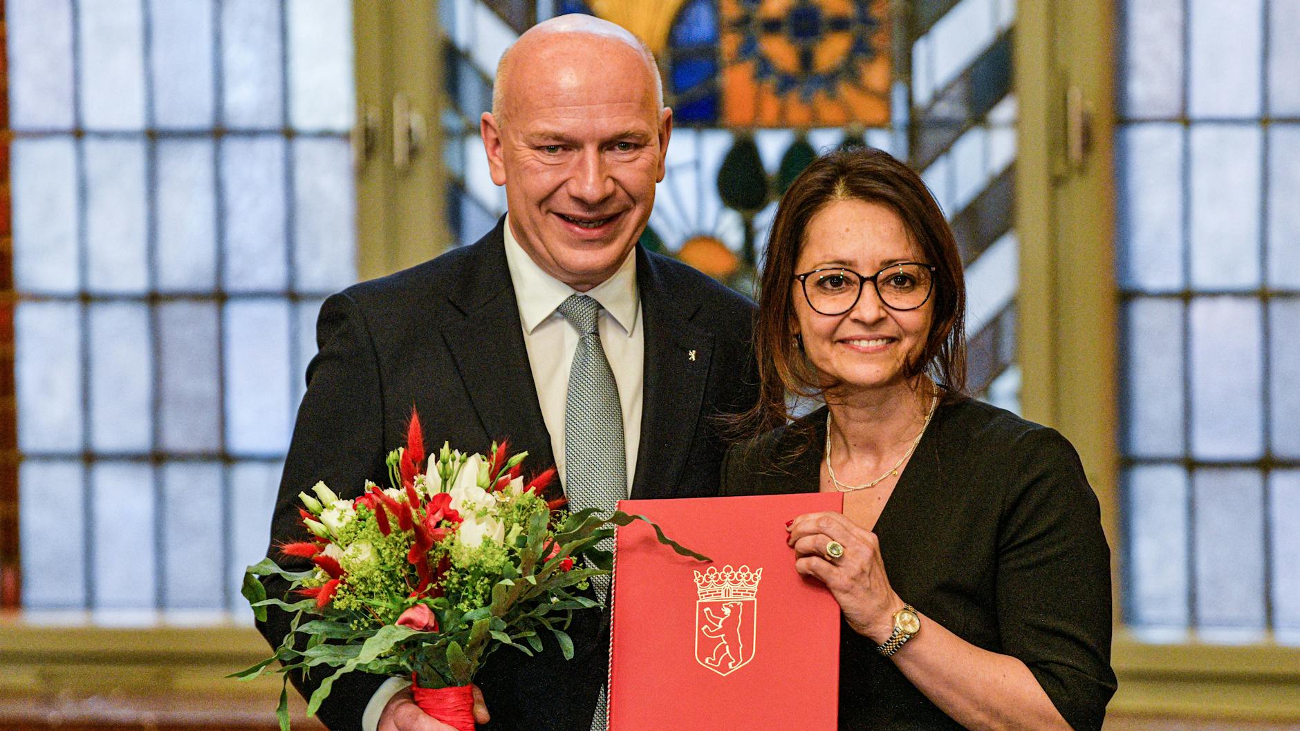 April 2023: Berlins Regierender Bürgermeister Kai Wegner ernennt Felor Badenberg zur Justizsenatorin.