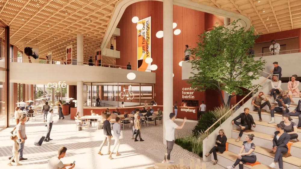 So wimmelig und lässig soll es mal in der Lobby des Central Tower zugehen.