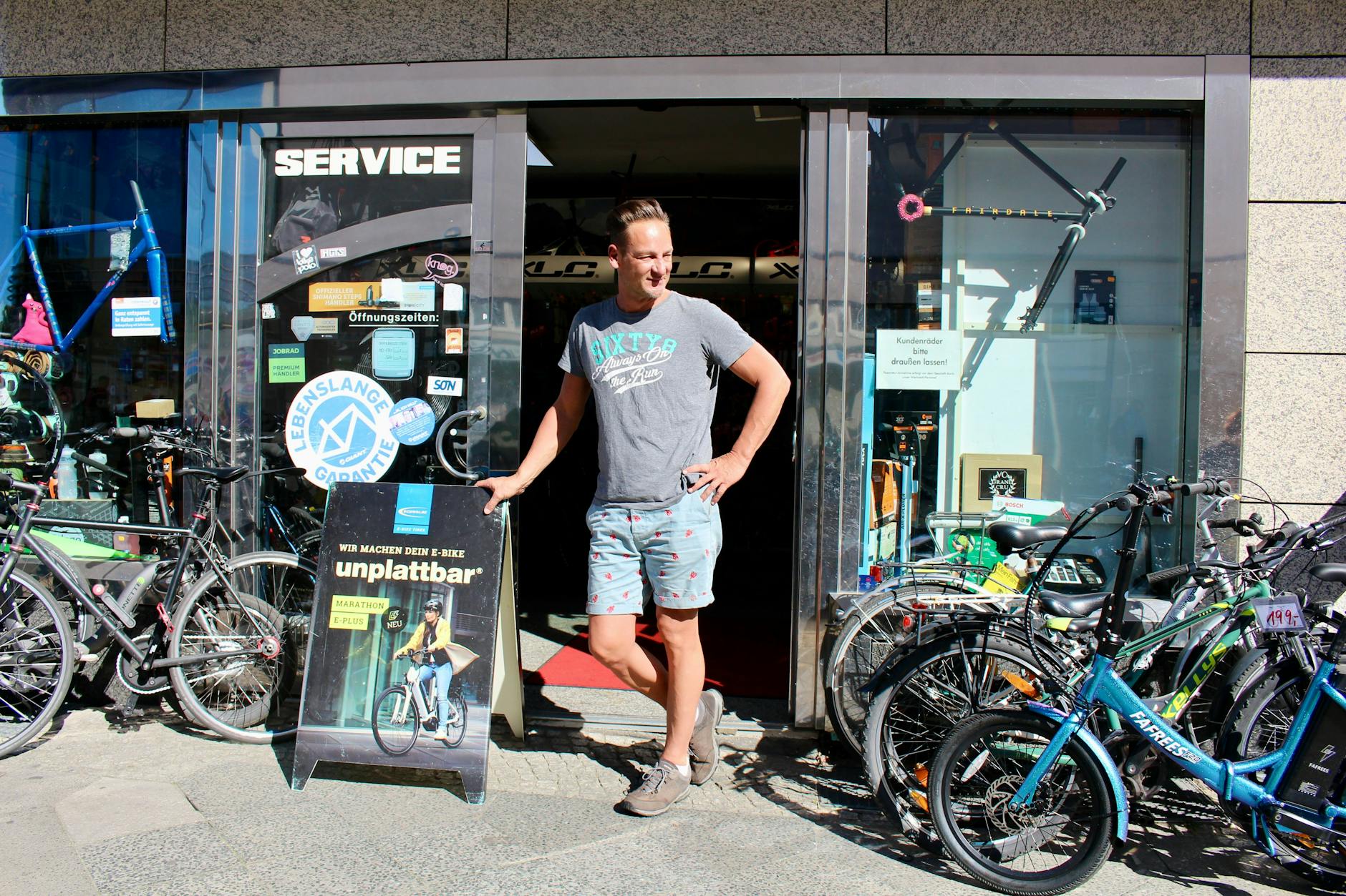 Frank Pudras vom Fahrradhaus Haske erlebt wegen der Baustelle den umsatzschwächsten Sommer seit über 20 Jahren.