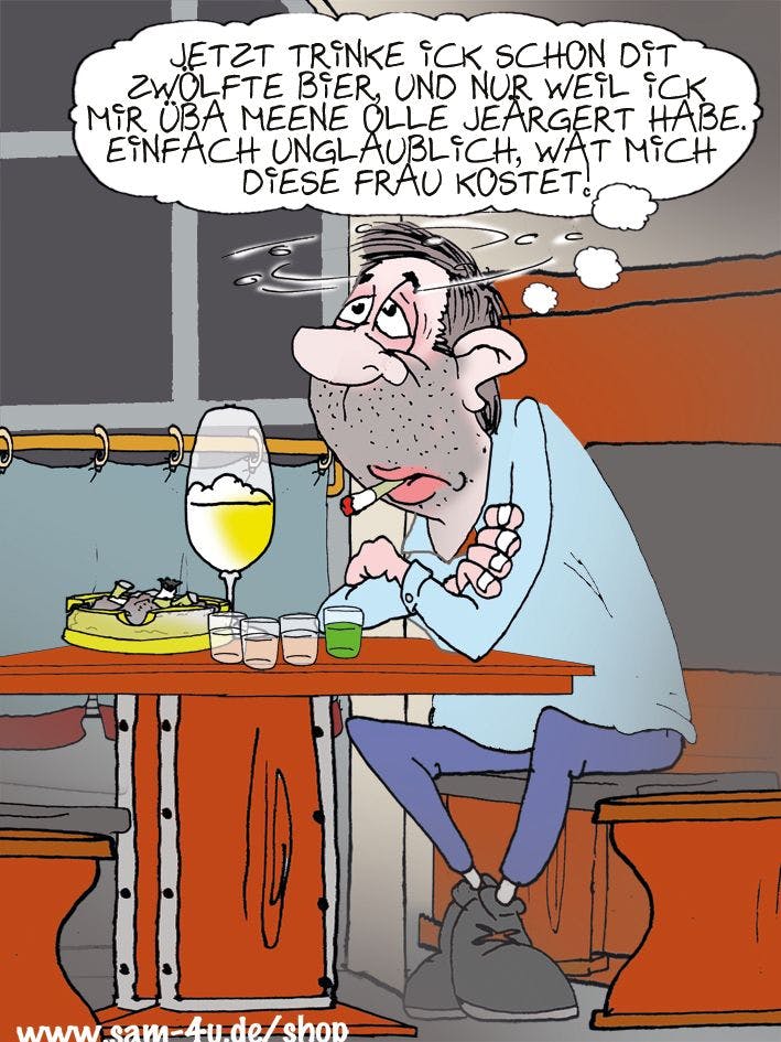 Auch heute kommt der Cartoon des Tages von unserem Zeichner Sam Paff aus Berlin. Er bringt Sie in der Rubrik Witz des Tages jeden Tag zum Schmunzeln.