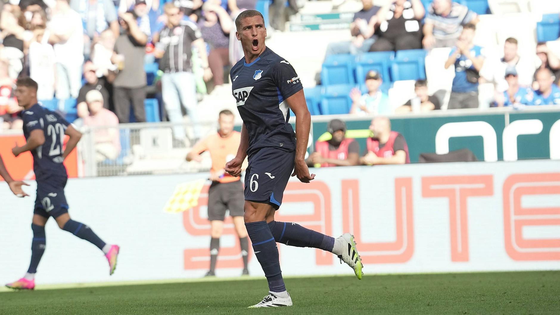 So jubelte Grischa Prömel nach seinem Tor für die TSG Hoffenheim gegen Eintracht Frankfurt.