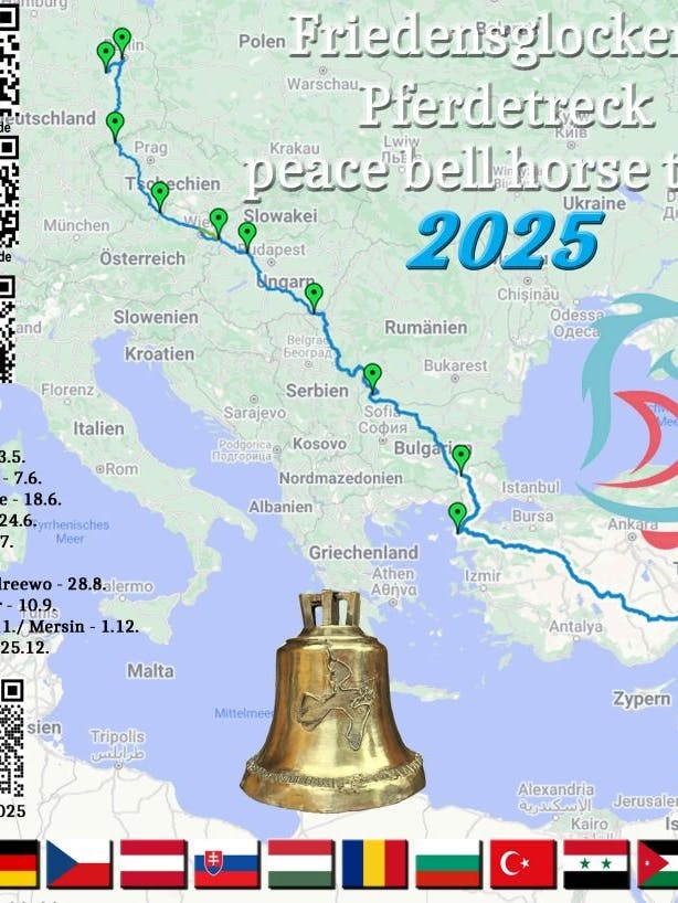 Die Reiseroute des Friedenstreck 2025 führt durch elf Länder.