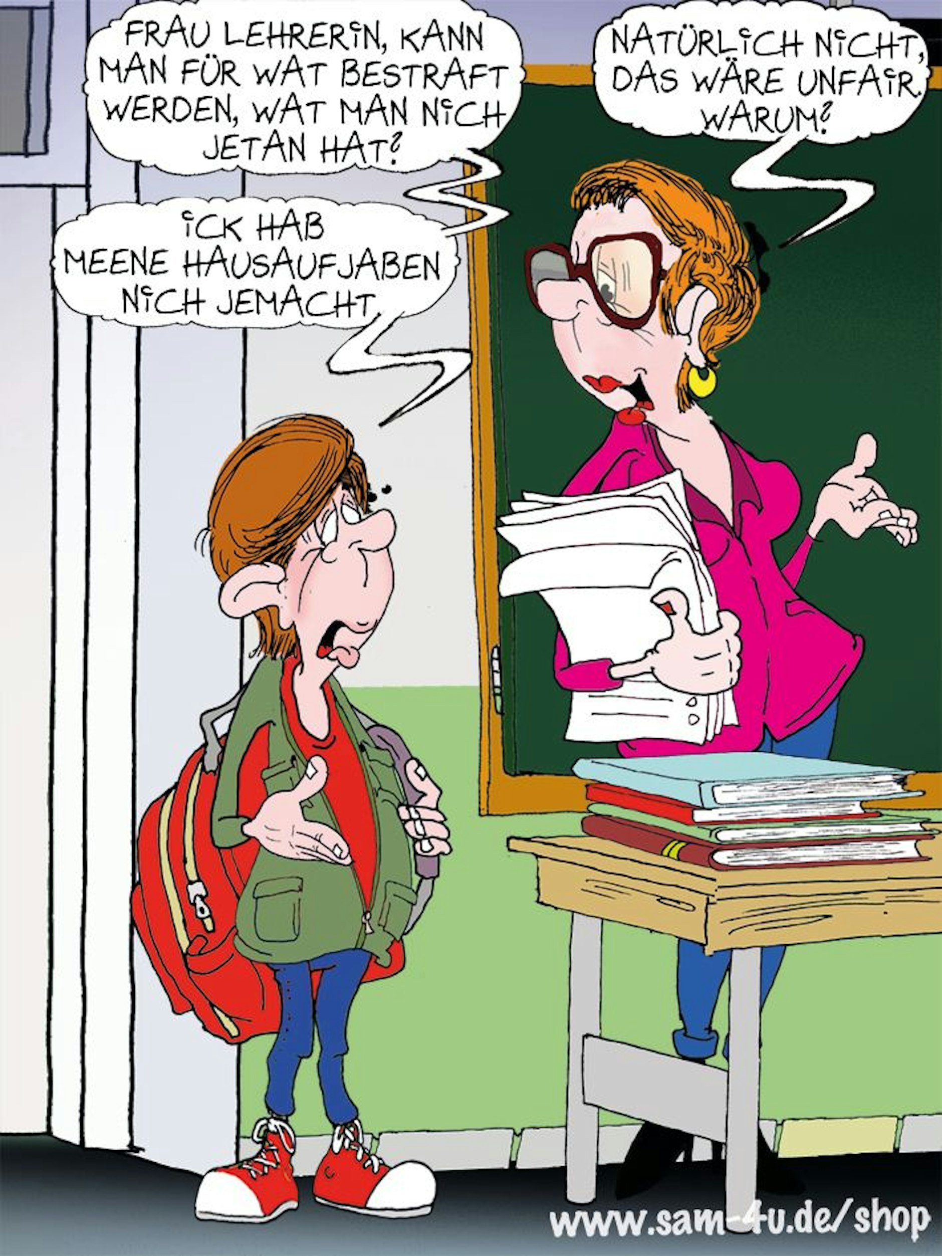 Der Cartoon des Tages kommt auch heute direkt vom Schreibtisch unseres Zeichners Sam Paff. Er hat jeden Tag einen festen Platz in der Rubrik Witz des Tages.
