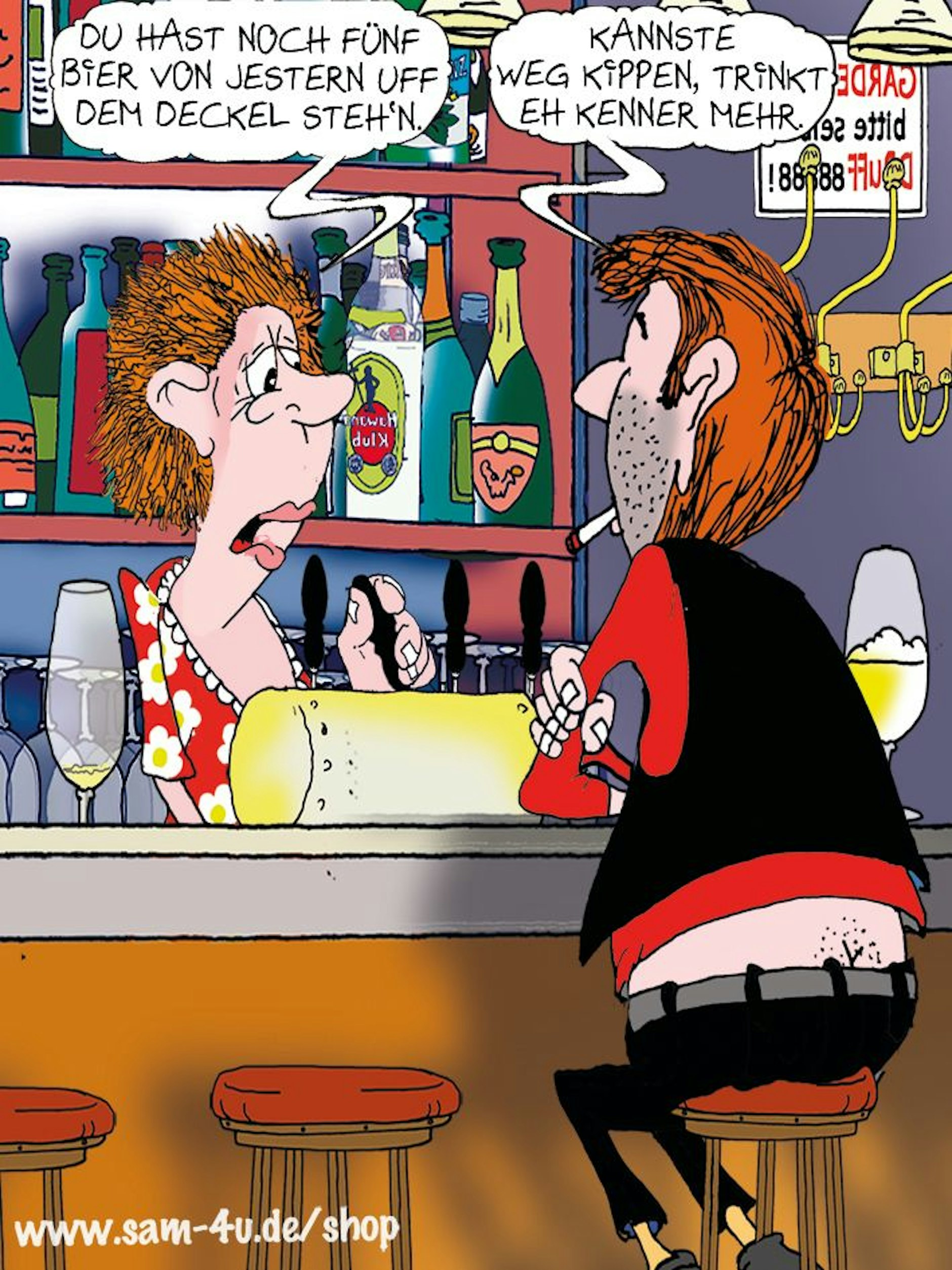 Lust auf etwas Humor? In unserer genialen Rubrik Witz des Tages finden Sie jeden Tag auch den Cartoon des Tages von unserem Zeichner Sam Paff aus Berlin.
