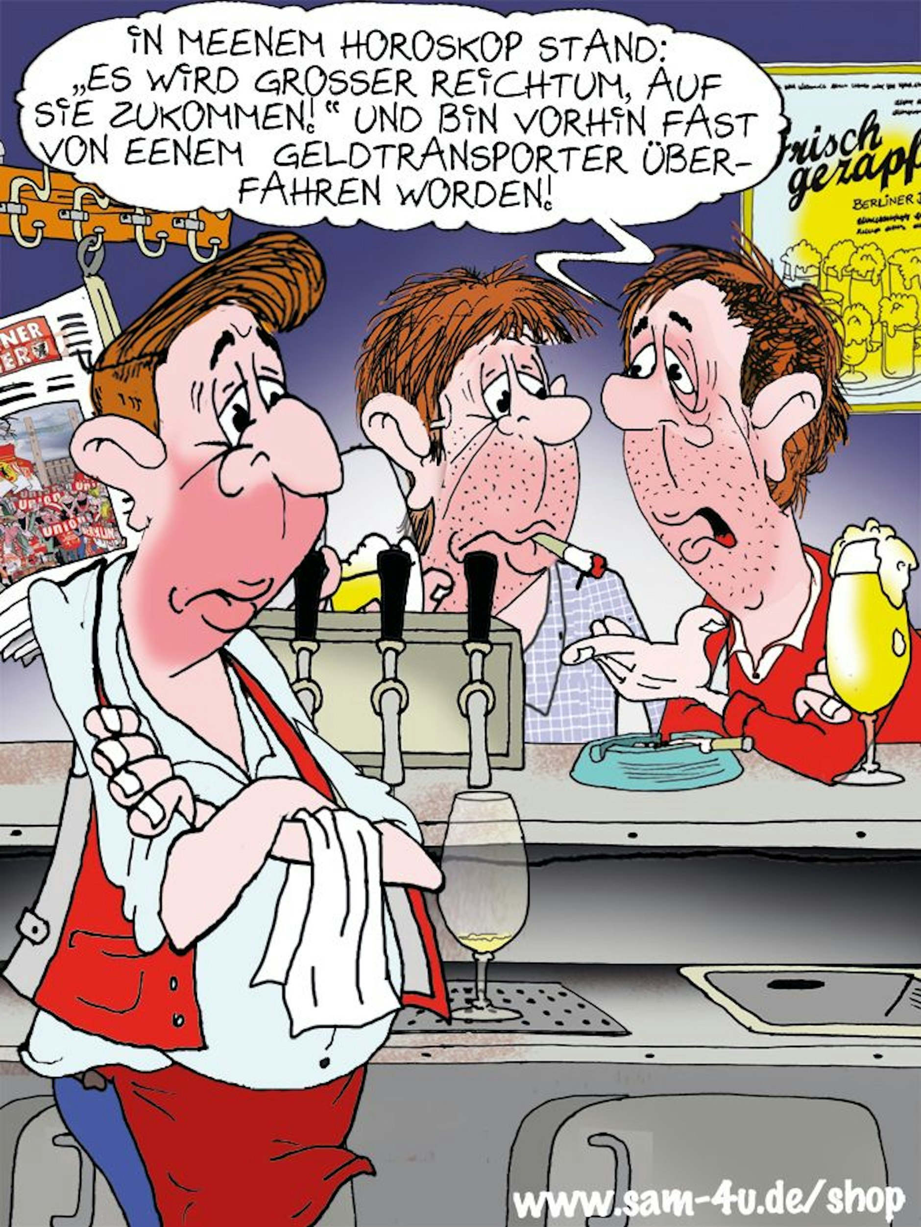 Der Cartoon des Tages kommt auch heute wie jeden Tag von unserem Zeichner Sam Paff aus Berlin.