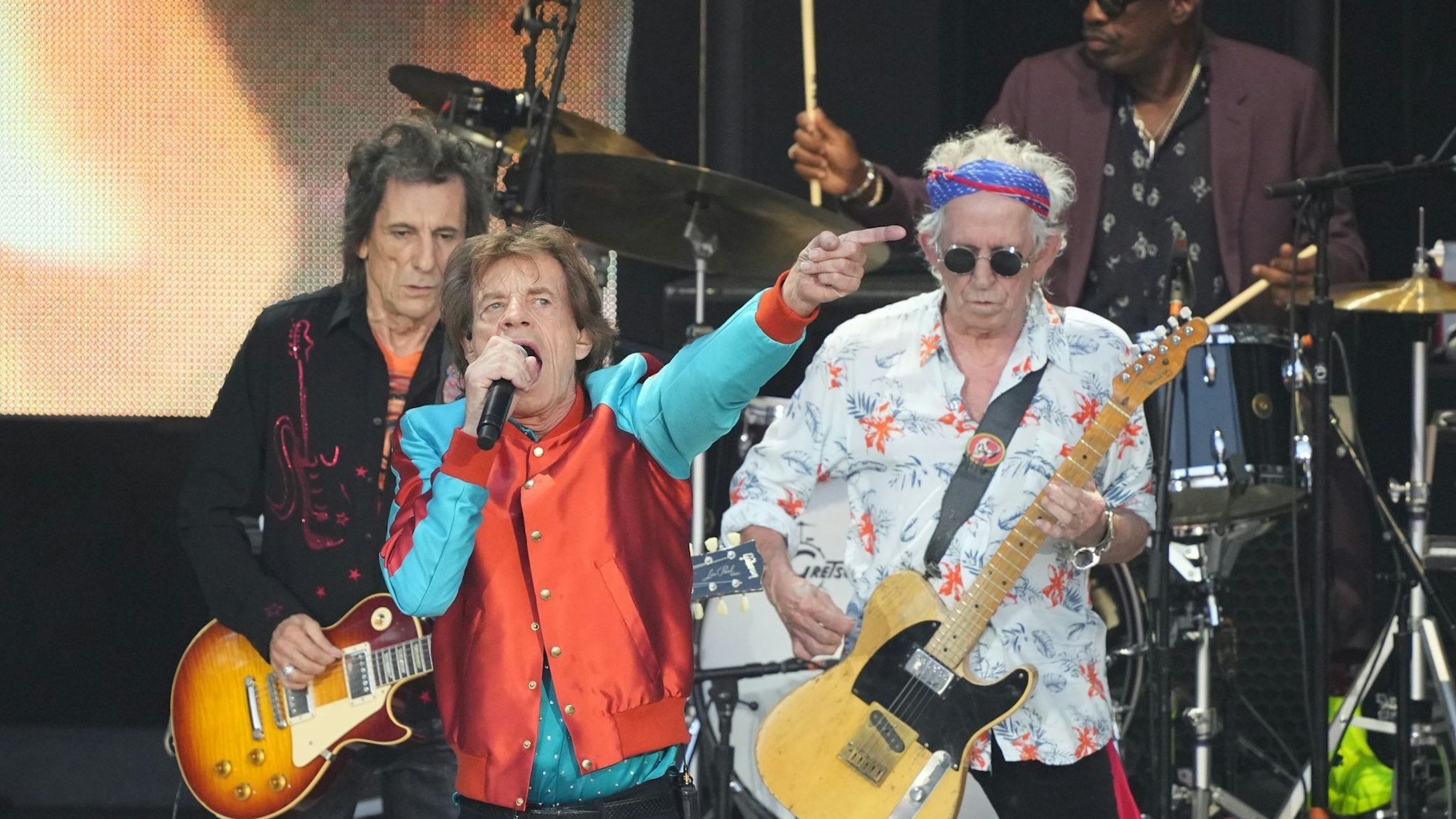 Im Jahr 2022 spielten Ron Wood (von links), Mick Jagger und Keith Richards zuletzt in der Waldbühne. Da blieb alles heil. 