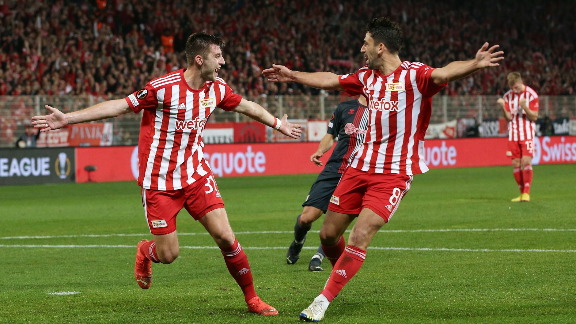 Robin Knoche (l.) und Rani Khedira klopften vor der WM 2022 beim Nationalteam an, es reichte für die Unioner aber nur für den vorläufigen Kader.