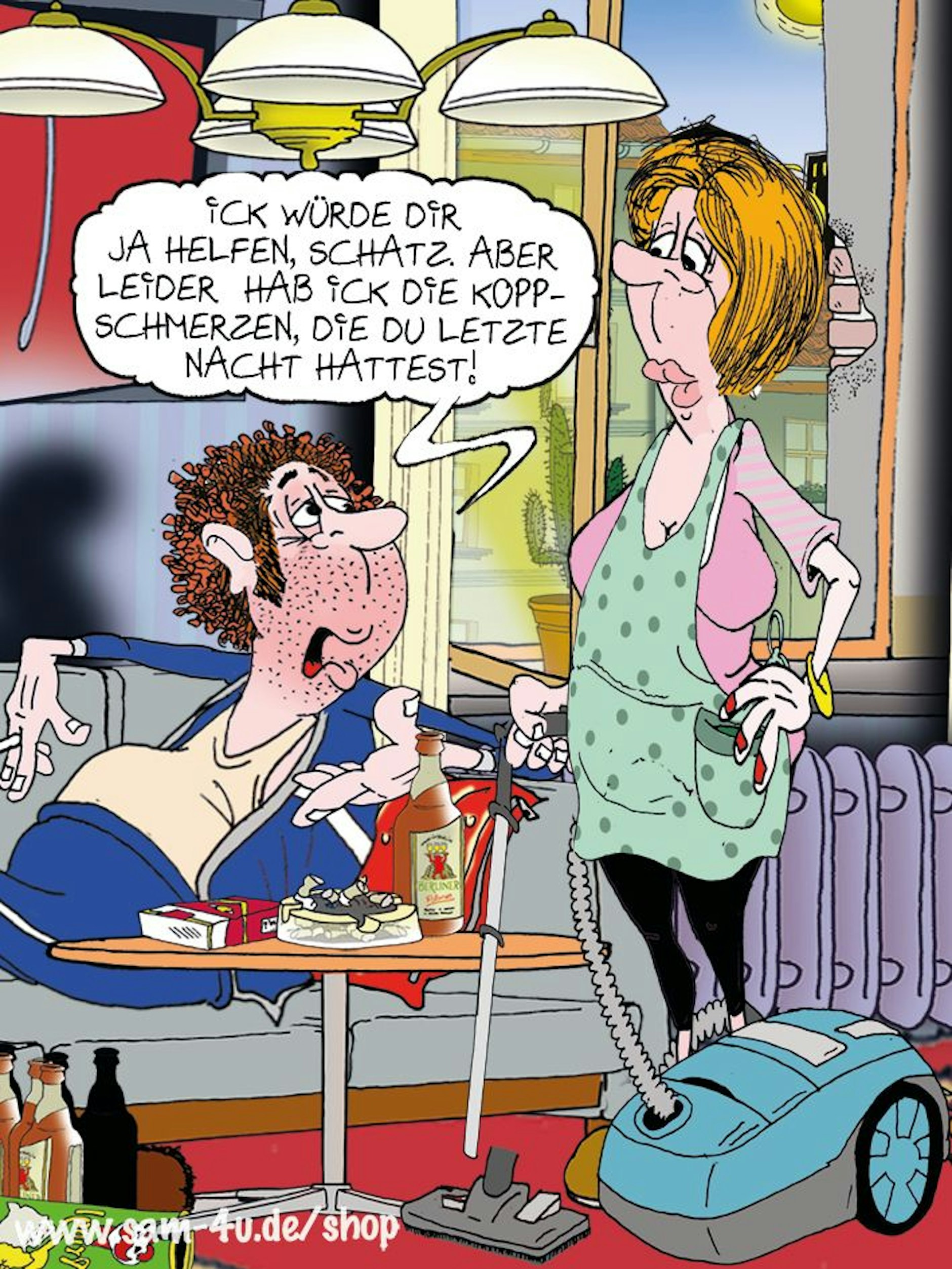 Unser Cartoon des Tages kommt auch heute von unserem Zeichner Sam Paff aus Berlin. Er bereichert mit seinem Berliner Humor jeden Tag die Rubrik Witz des Tages.